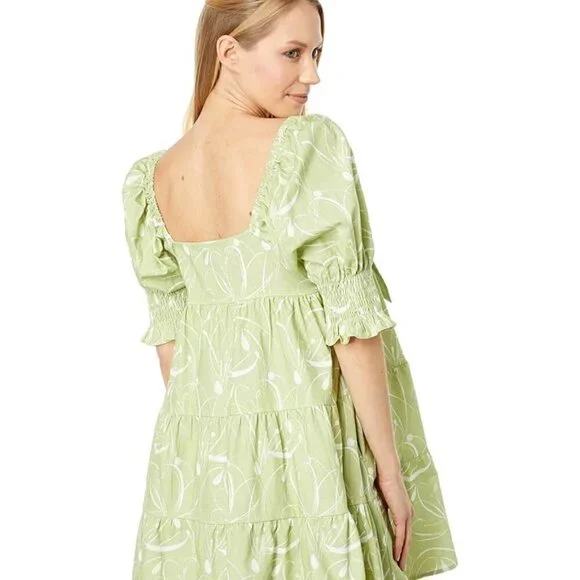 En Saison Tuckernuck Idrissy Mini Dress NWT Abstract Floral Babydoll in Green - Picture 2 of 4